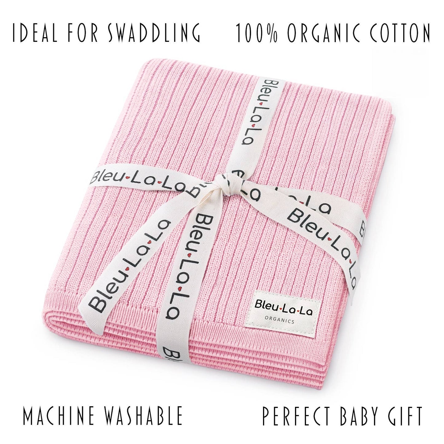 100% Luxury Organic Cotton Ribbed Baby Swaddle Blanket