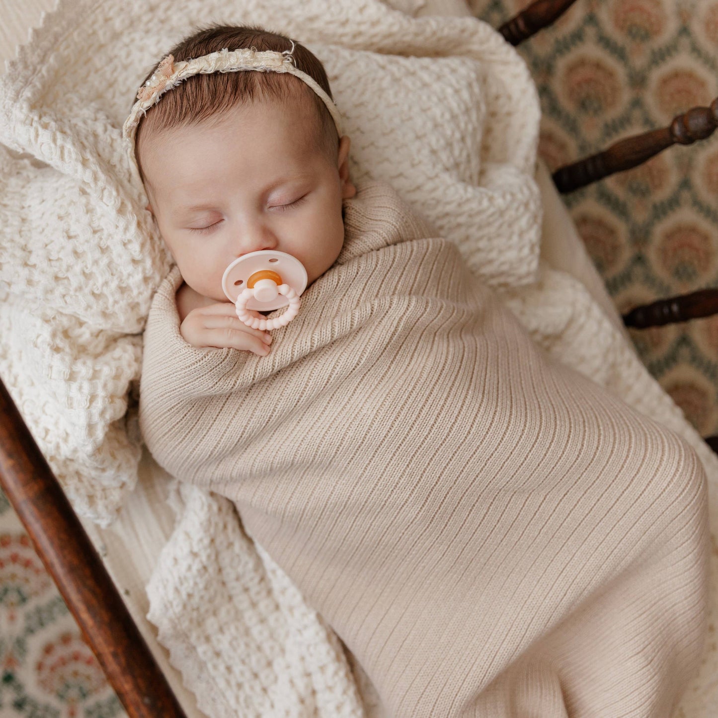 100% Luxury Organic Cotton Ribbed Baby Swaddle Blanket