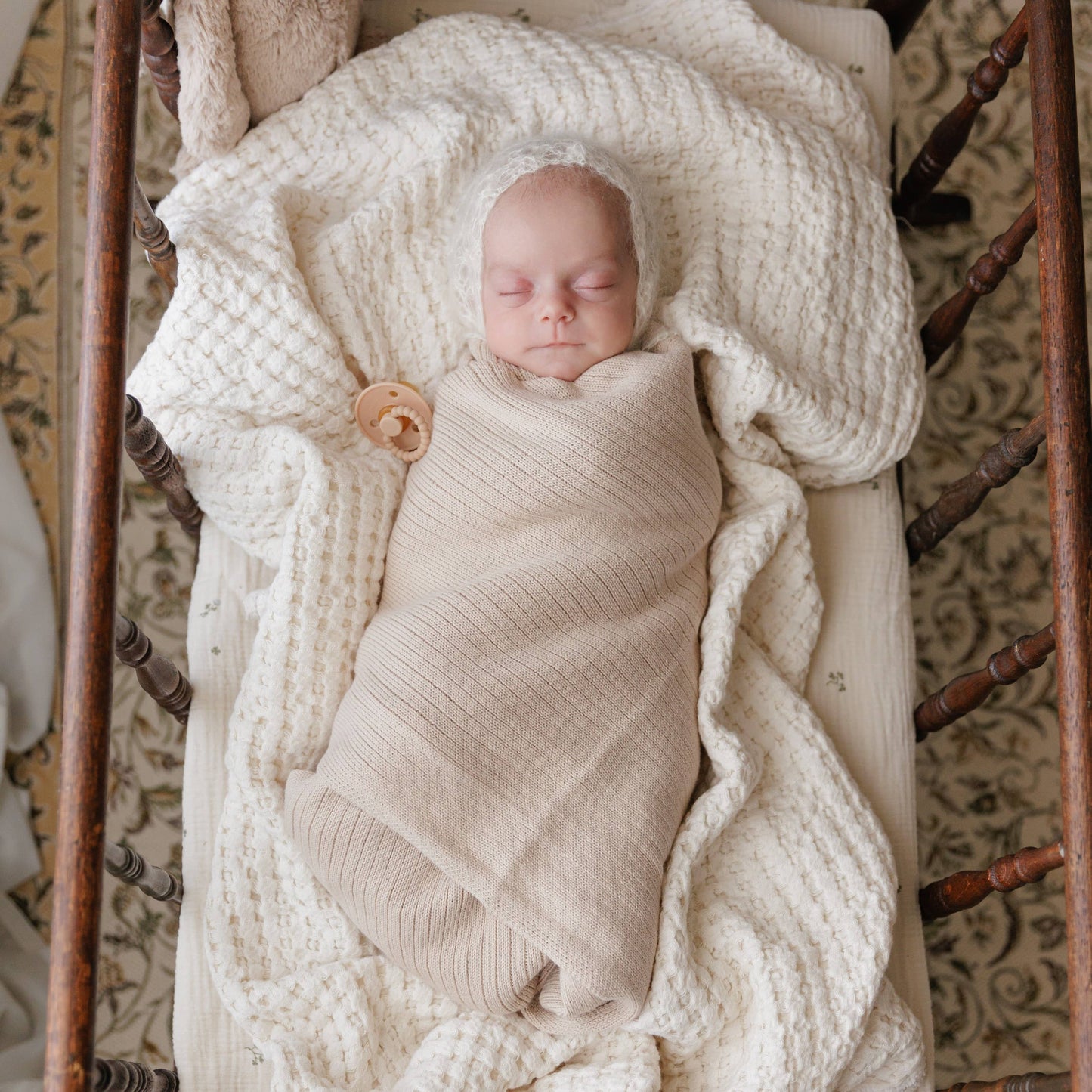100% Luxury Organic Cotton Ribbed Baby Swaddle Blanket