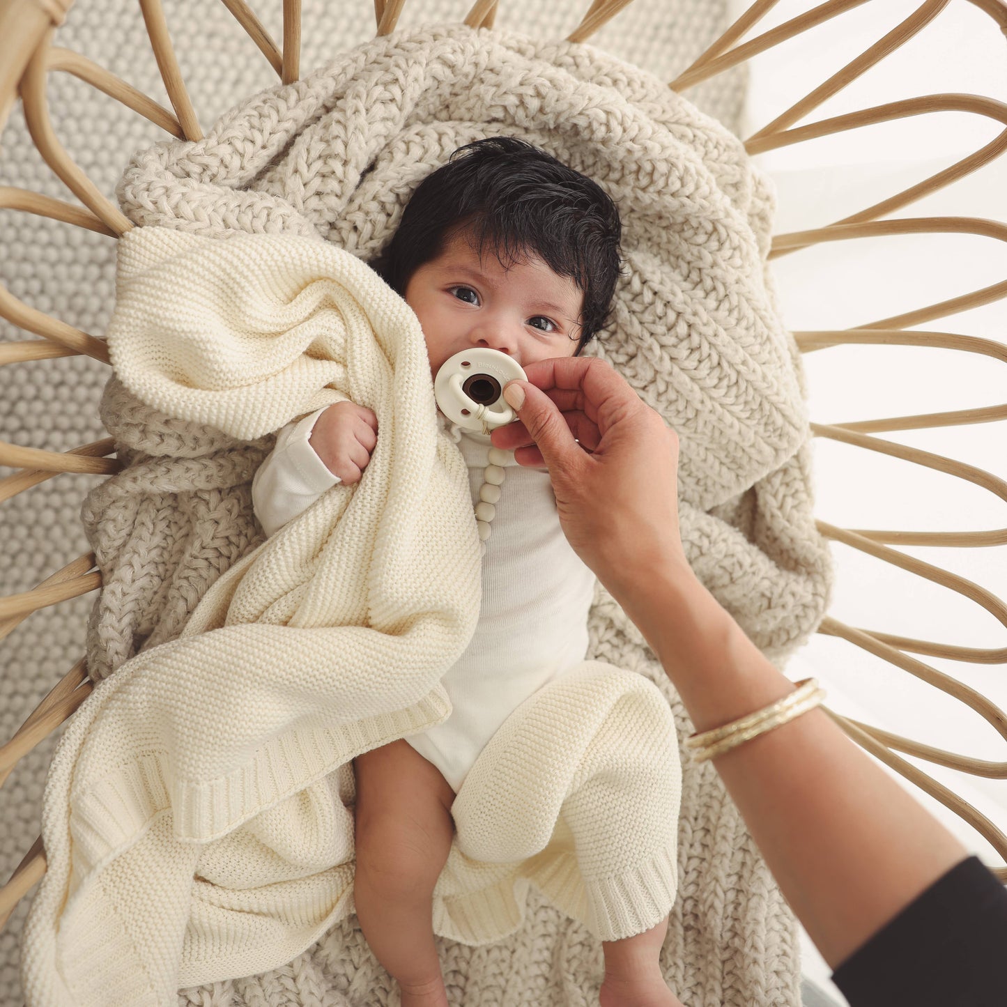 Heritage Knit 100% Organic Cotton Swaddle Baby Blanket
