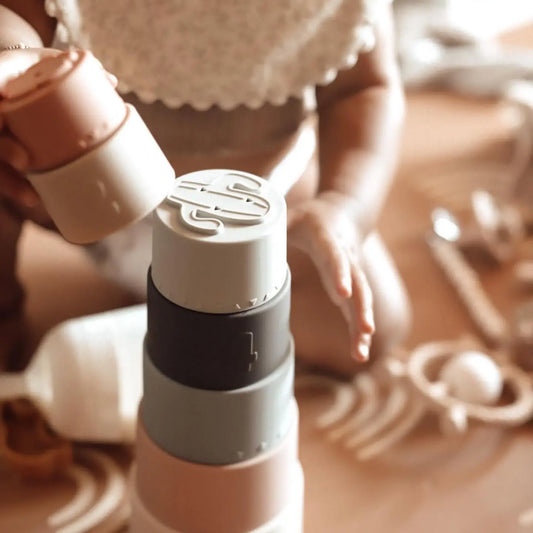 Large Soft Silicone Stacking Cups Toy (7-pc) with Shapes