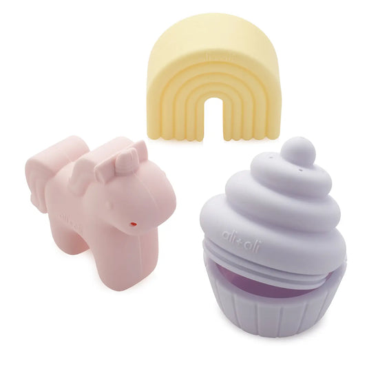 3pc Unicorn Bath Toys Bpa-Free Food-Grade Silicone