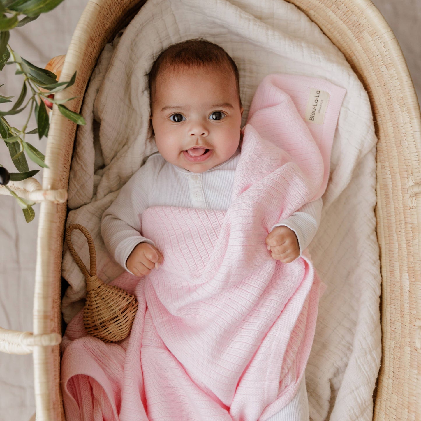 100% Luxury Organic Cotton Ribbed Baby Swaddle Blanket