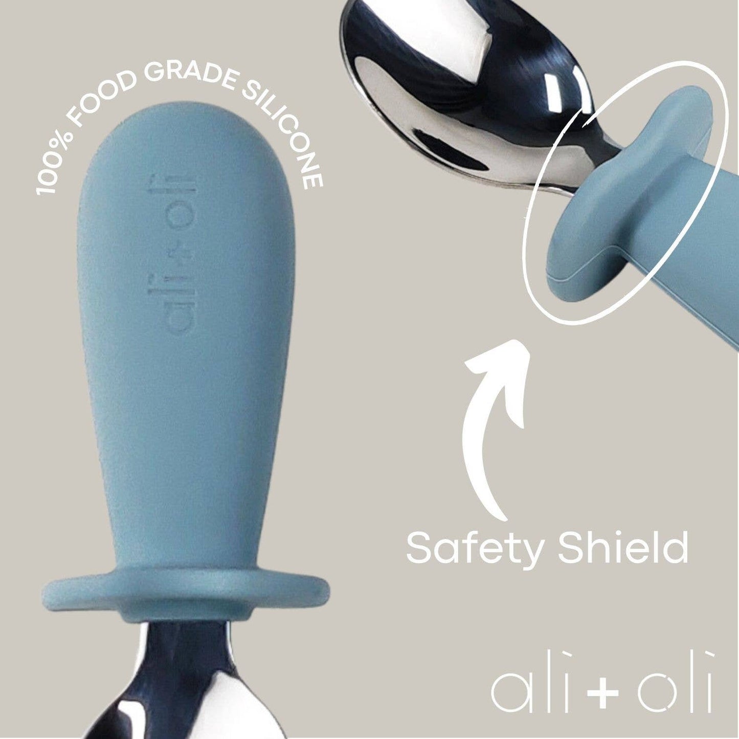 Ali+Oli Spoon & Fork Learning Set for Toddlers (Blue) 6m+