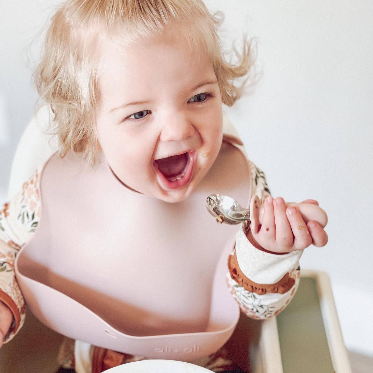 Ali+Oli Spoon & Fork Learning Set for Toddlers (Pink) 6m+
