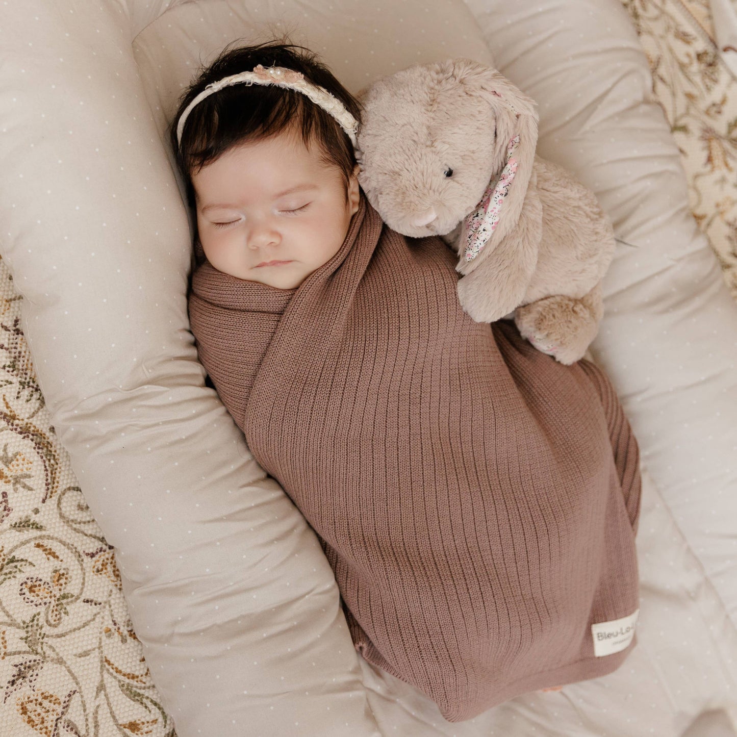 100% Luxury Organic Cotton Ribbed Baby Swaddle Blanket
