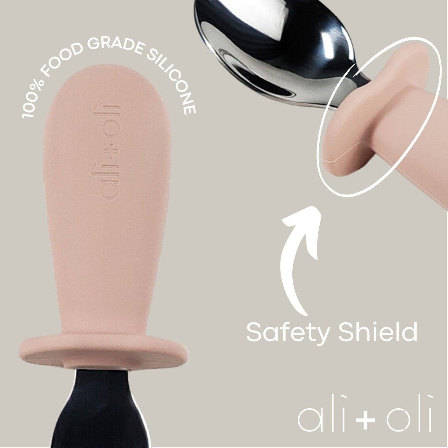 Ali+Oli Spoon & Fork Learning Set for Toddlers (Pink) 6m+