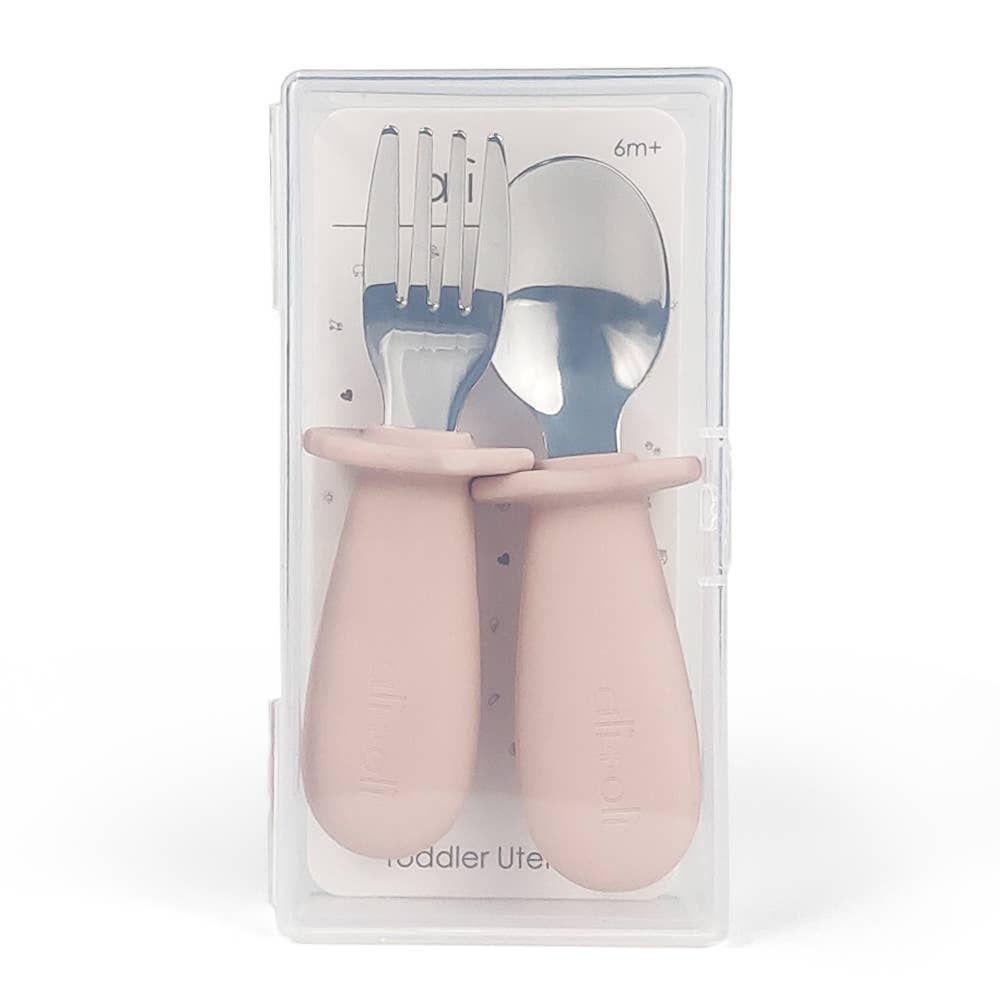 Ali+Oli Spoon & Fork Learning Set for Toddlers (Pink) 6m+