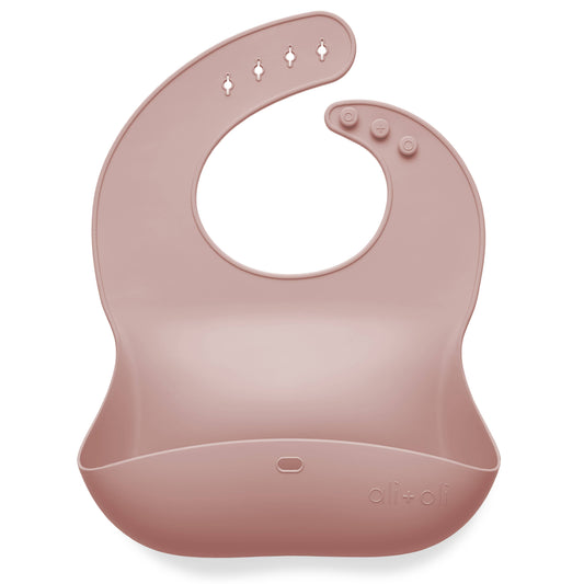 Silicone Baby Bib Roll Up & Stay Closed (Blush)